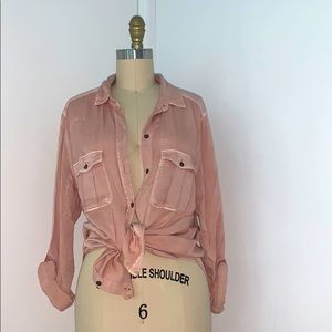 Pale pink button down top